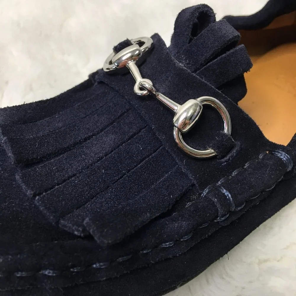 Gucci Toddler Boy Blue Horsebit Suede Slip on Shoes Size 26 / 9.5 US